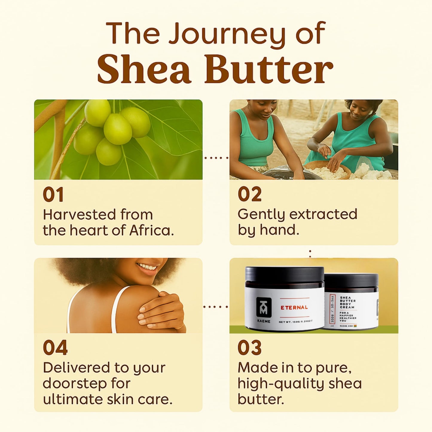 KAEME.com Eternal Whipped Shea Body Butter For Women & Men – Signature Berry Scented, Made With Raw Unrefined Organic Shea & Coconut Oil, Deep Moisturizer for Skin, Ghana Sourced(10.5oz/300g jar)