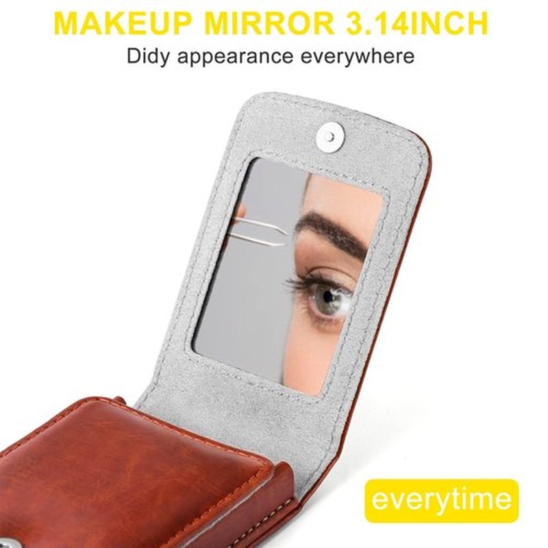 6 Pcs Nail Clippers Set Stainless Steel Nail Clipper Extra Thin Travel Makeup Kit Manicure Personal Beauty Care Leather Pocket with Mirror