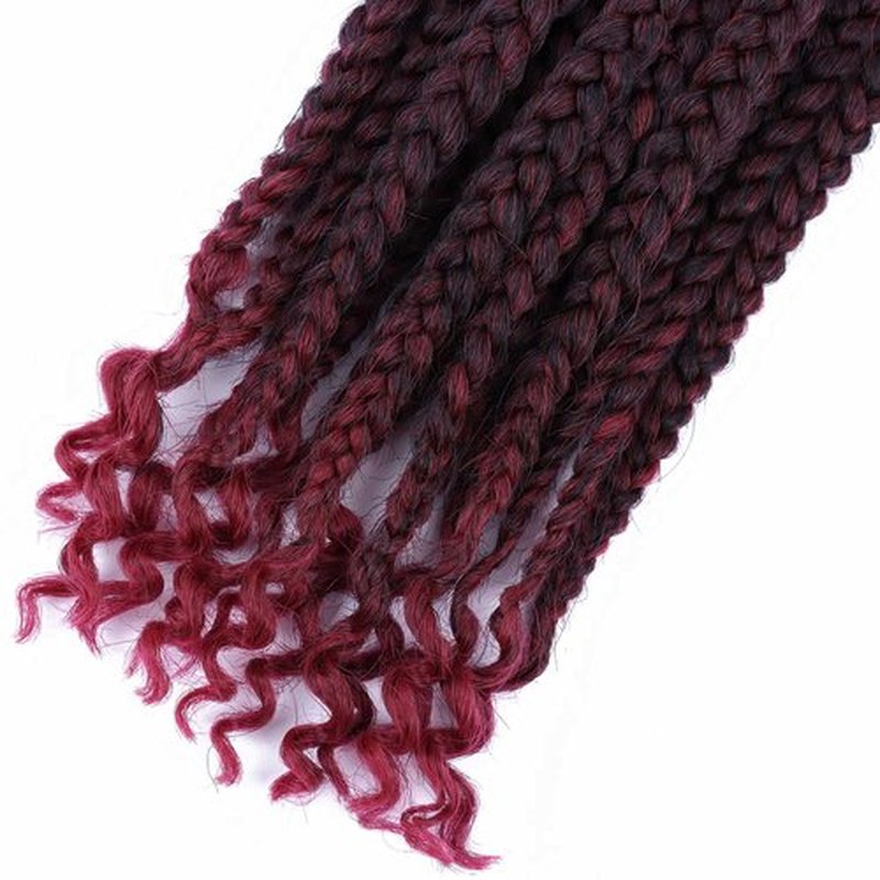 6 Packs Crochet Box Braids Curly Ends 10 Inch Bohemian Box Braids Crochet Hair for Black Women (1B/Bug, 10 Inch)