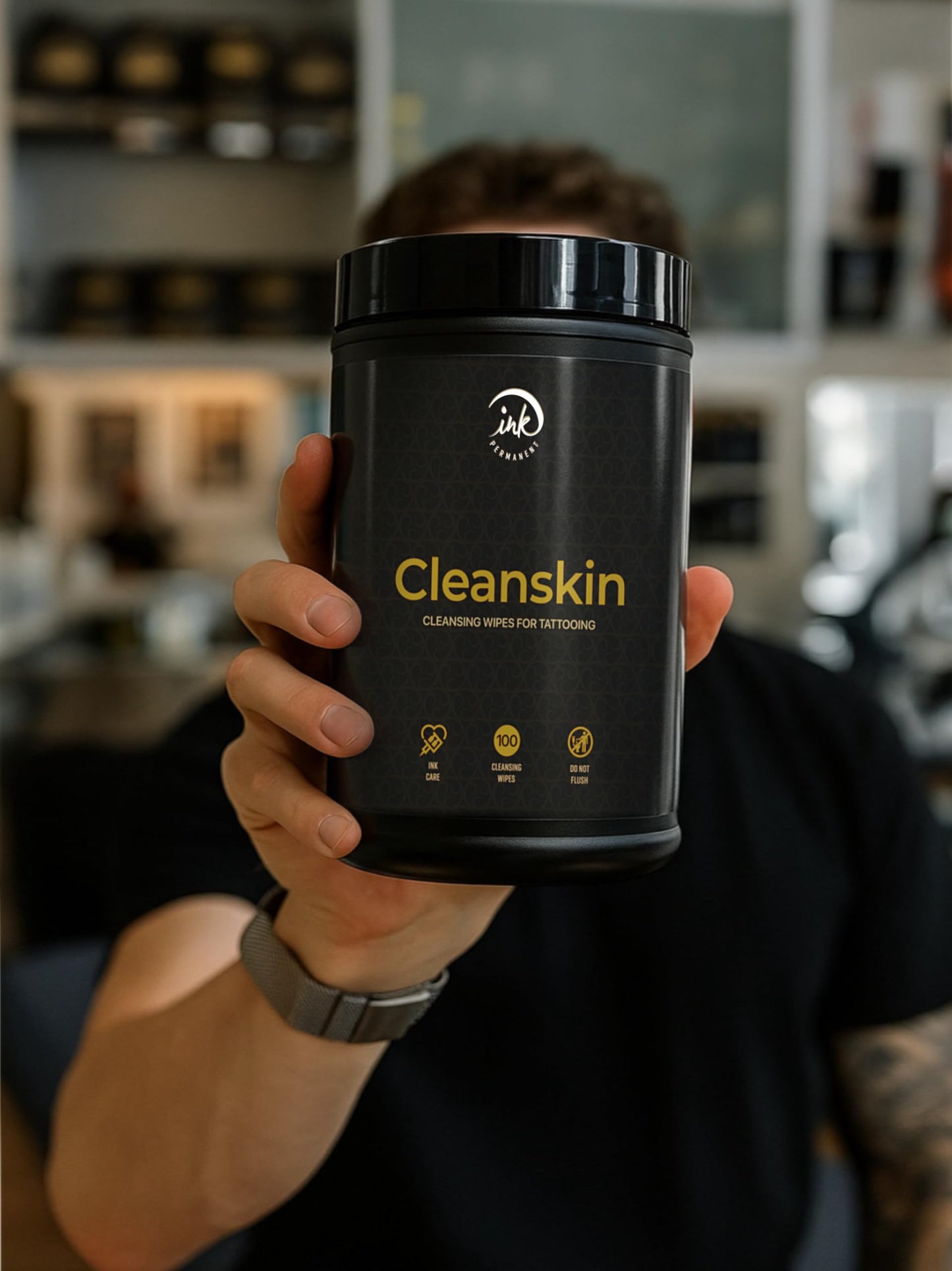 CleanSkin Green Soap Tattoo Wipes, 100-Count Pre-Soaked Wipes in Canister