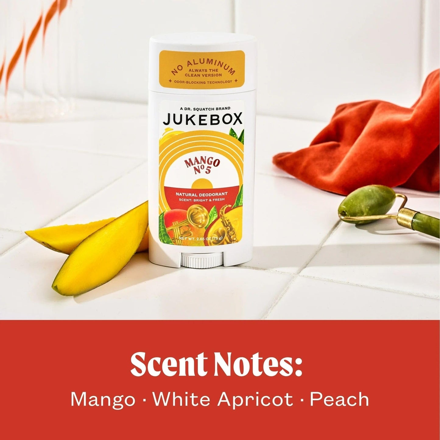 Jukebox Natural Deodorant for Women–Mango No. 5 Scent-Aluminum-Free, No Baking Soda, No Harsh Chemicals, Odor Blocking Technology, Mango,White Apricot,Peach-a Dr. Squatch Brand-2.65oz, 2 Pack
