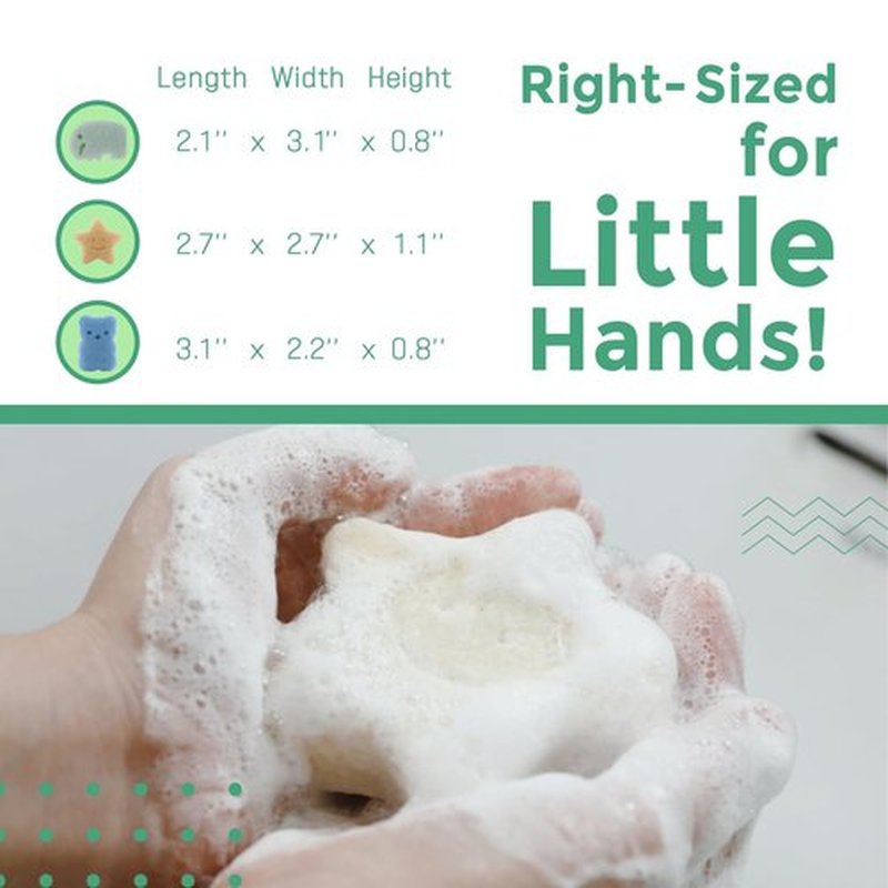 myHomeBody Konjac Baby Sponge for Bathing, Cute Shapes Natural Kids Bath Sponges for Infants, Toddler Bath Time, Natural and Safe Plant-Based Konjac Baby Bath Toys, 3pc. Set: Elephant, Bear & Star