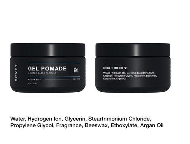 CRVFT Pomade 2oz - Semi-Matte Finish Shine - Original Hold Medium Strength (Gel) – Men’s Styling Product, Barber Approved - Water Based/Soluble - Boss Scented - Straight/Thick/Wavy Hair