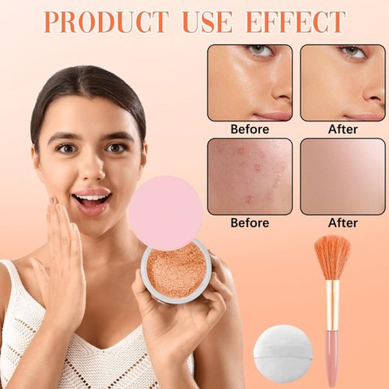 Beauty Blurring Powder, Beauty Pink Setting Powder, Blurring Setting Powder, Beauty Blurring Setting Powder for All Skin Tones (02#, 1Pc)