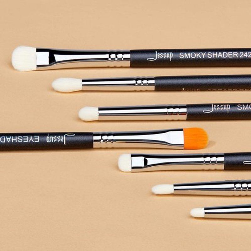 Jessup Eyeshadow Brush Set 7pcs Fluffy Eye Makeup Brushes for Eye Shadow Blending Shader Crease Concealer Black T334