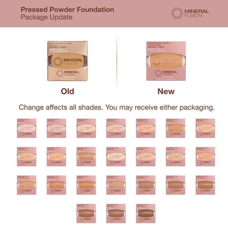 Mineral Fusion Pressed Powder Foundation, Warm 4 - Med/Tan Skin w/Yellowish Undertones, Age Defying Foundation Makeup with Matte Finish, Talc Free Face Powder, Hypoallergenic, Cruelty-Free, 0.32 Oz