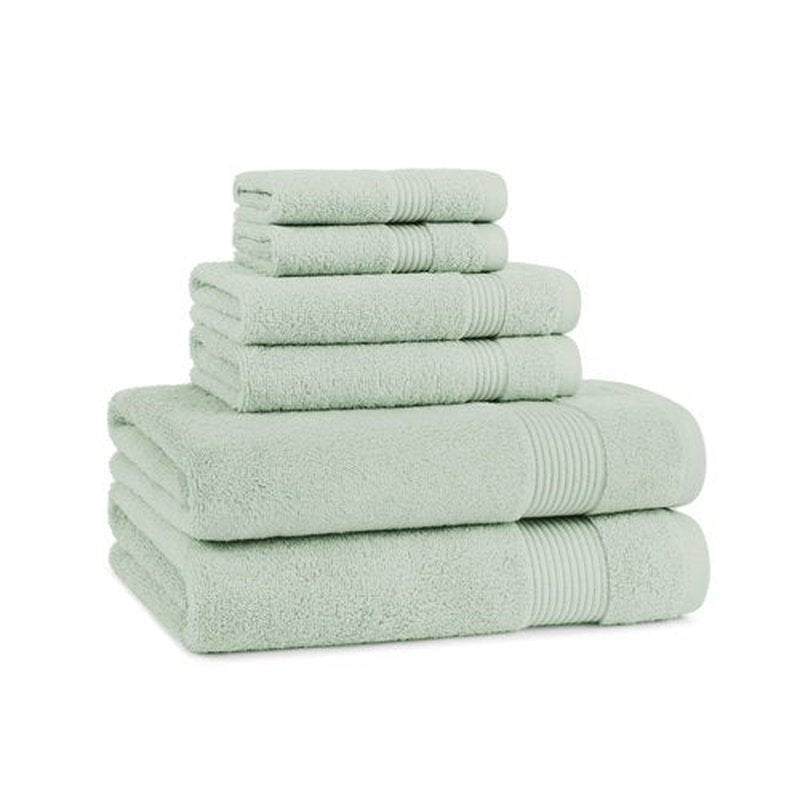 Arkwright Bath Towels Set of 6 - Super Soft 100% Cotton, 600 GSM Quick Dry & Absorbent, Luxury Bathroom Essentials with 2 Shower Towels, 2 Hand Towels and 2 Washcloths, Eucalyptus Green
