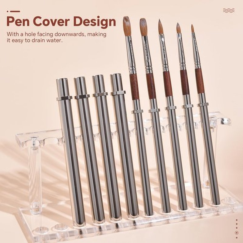 KADS Acrylic Nail Brush with Penholder Nail Brush for Acrylic Application-Oval Shaped Powder Nail Design Tools for Professional Manicure DIY Home Salon (8#)