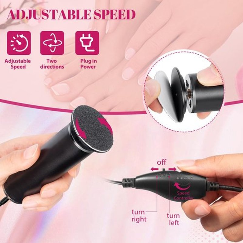 Ranrose Electric Callus Remover: Electric Foot File Callus Remover with 60 Sandpaper Pad Disks, Professional Electric Foot Filer for Foot Spa Pedicure, Adjustable Speed Controls(Black)