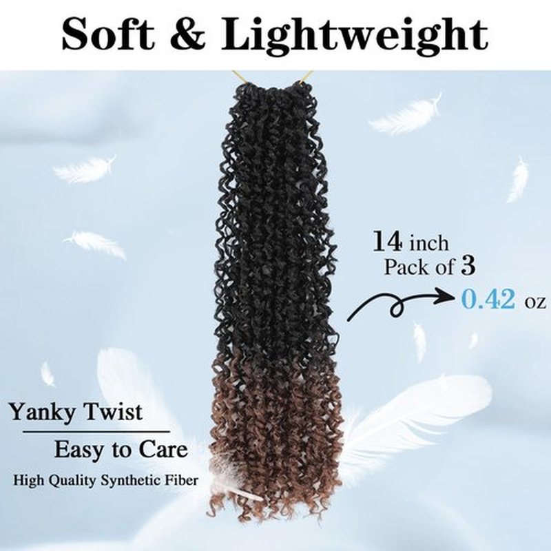 3 Packs Yankee Twist Crochet Braids Hair Passion Yankee Twist Pre Looped Curly Braiding Pretwisted Hair Extensions for Senegalese Brown 14 Inch 1B30#