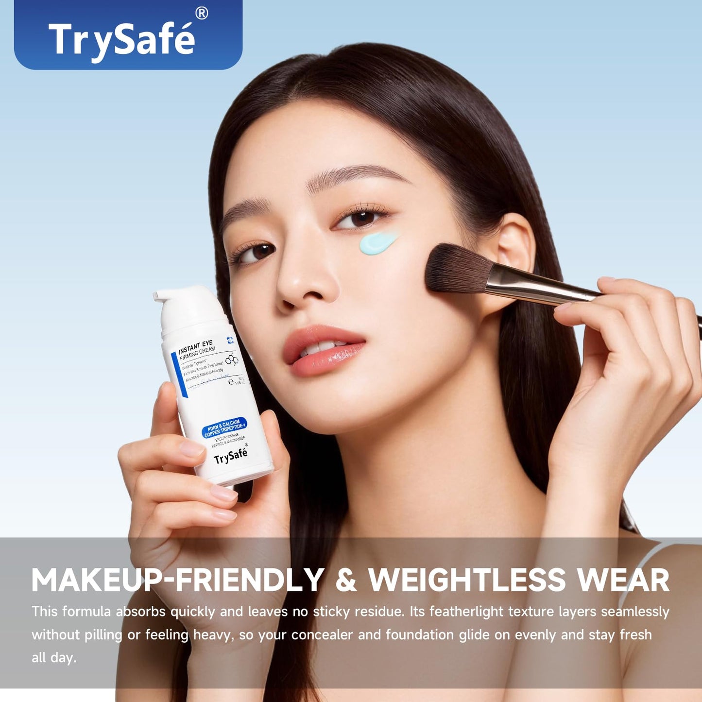 TrySafe 1.06oz PDRN & Calcium & Copper Peptides Temporary Eye Tightener - Reduce Eye Bags, Puffy Eyes, Dark Circles & Firm Wrinkle, Smile Line Instantly* | Hyaluronic, Collagen, Kojic, Caffeine