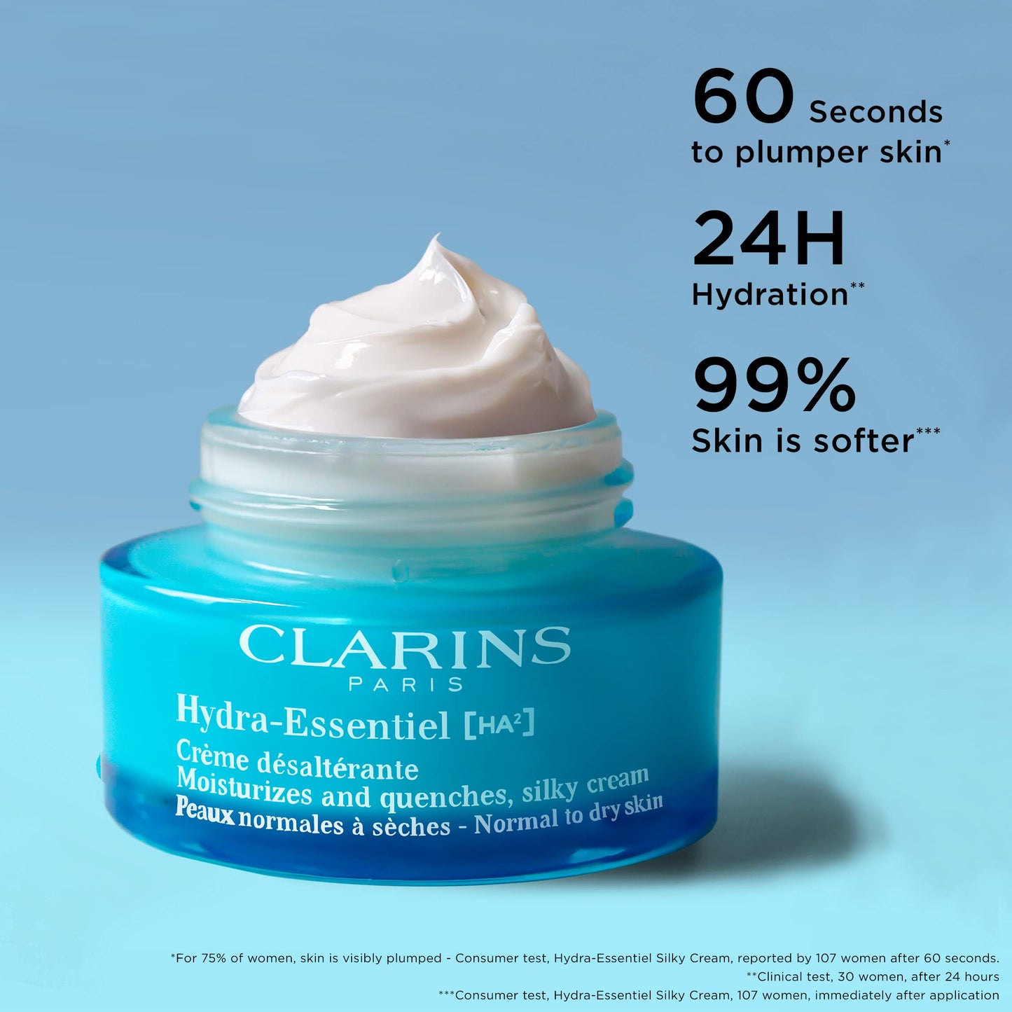 Clarins Hydra-Essentiel Silky Cream and Night Cream Intensely Hydrating Bundle | 60 Seconds to Plumper Skin*| 24H hydration**| Daytime Face Moisturizer for Normal to Dry Skin |Contains Hyaluronic Acid