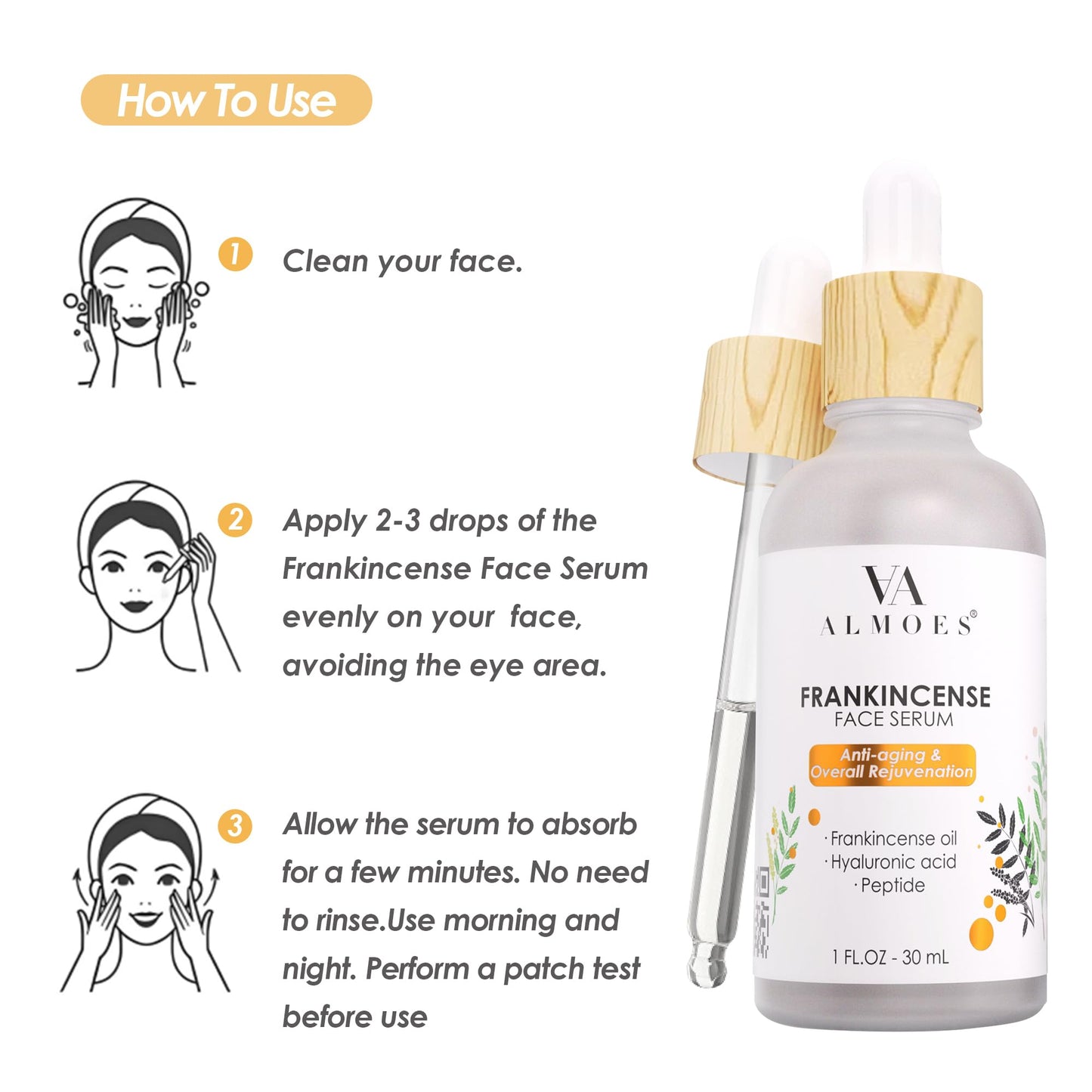 ALMOES Frankincense Face Serums,Women Face Serum for Soothing and Calming Skin,Improve Skin Tone,Firming Skin,Hyaluronic Acid Face Serum,Moisturising Serums Suitable for All Skin Types,30 ML
