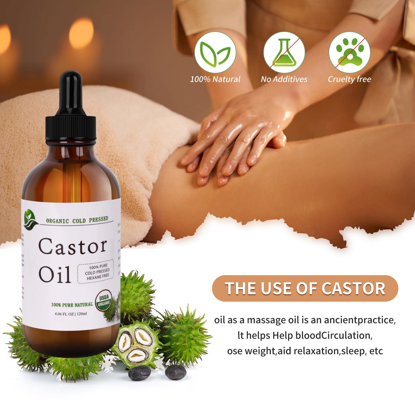 MAYLINK Castor Oil-Castor Oil Organic Cold Pressed Unrefined Glass Bottle-Organic USDA Certified100% Pure Castor Oil,Hexane Free,Organic Castor Oil for Face,Hair Growth,Eyelashes,Caster