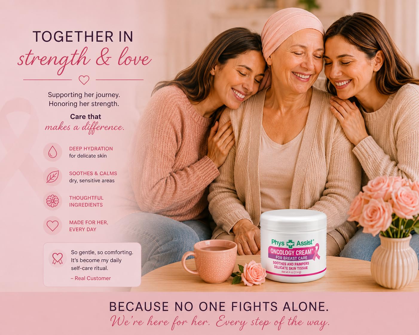 PhysAssist Oncology Cream for Breast Care Soothes and Pampers Delicately skin tissue. 4 oz
