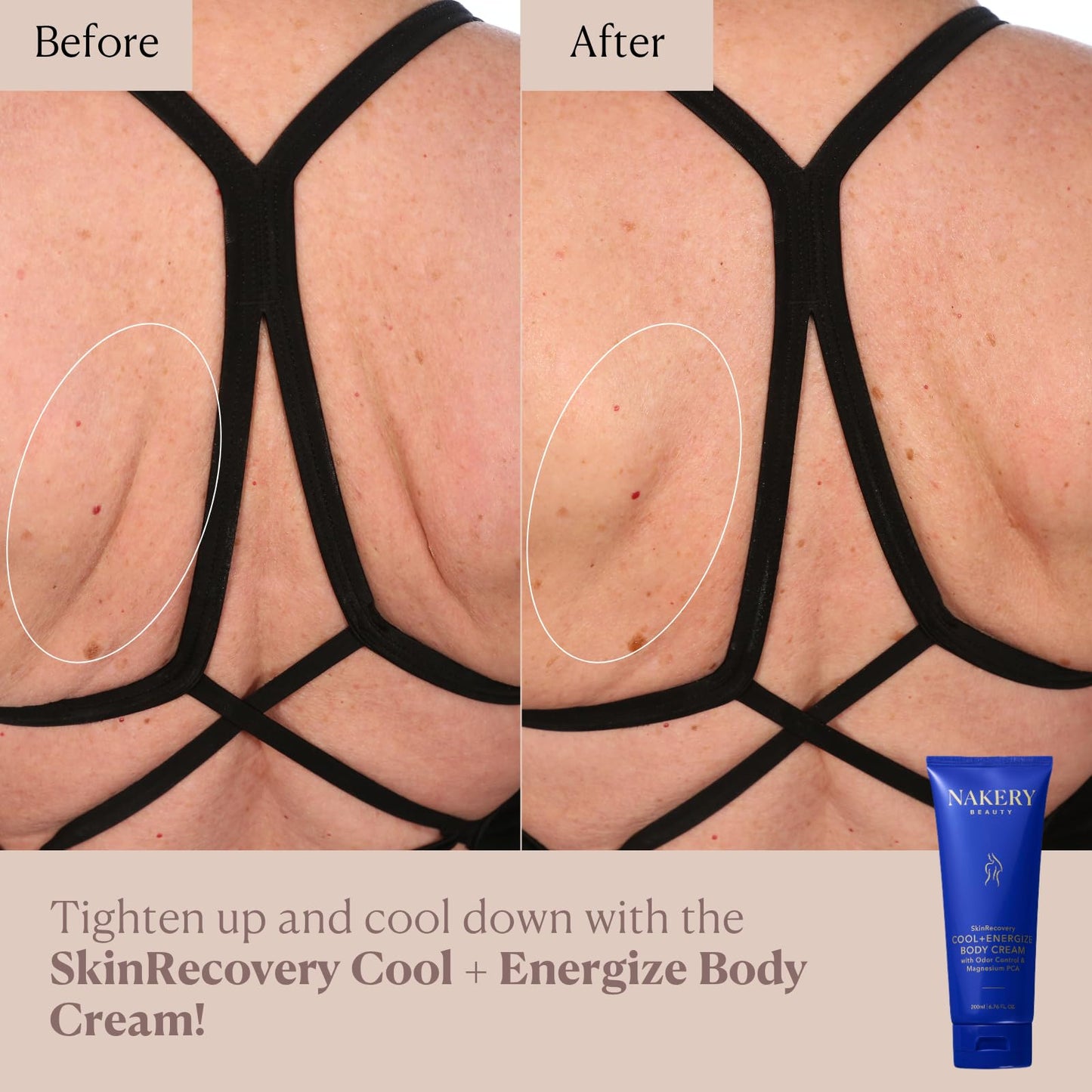 Nakery SkinRecovery Cool + Energize Cooling Body Cream, Magnesium Body Lotion for Hot Flashes, Firming Moisturizer with Menthol and Caffeine, Calming Skincare for Women 50+, Made in USA