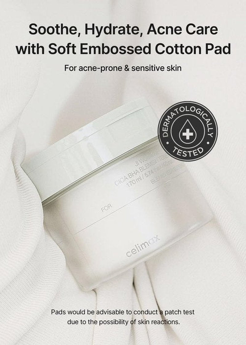 celimax Ji.Woo.Gae Cica BHA Blemish Toner Pad | Hydrating & Moisturizing Exfoliating Pads for Oily Combination Skin, for Soothing, Depuffing, Repairing, Astringent Pads (60 Pads)