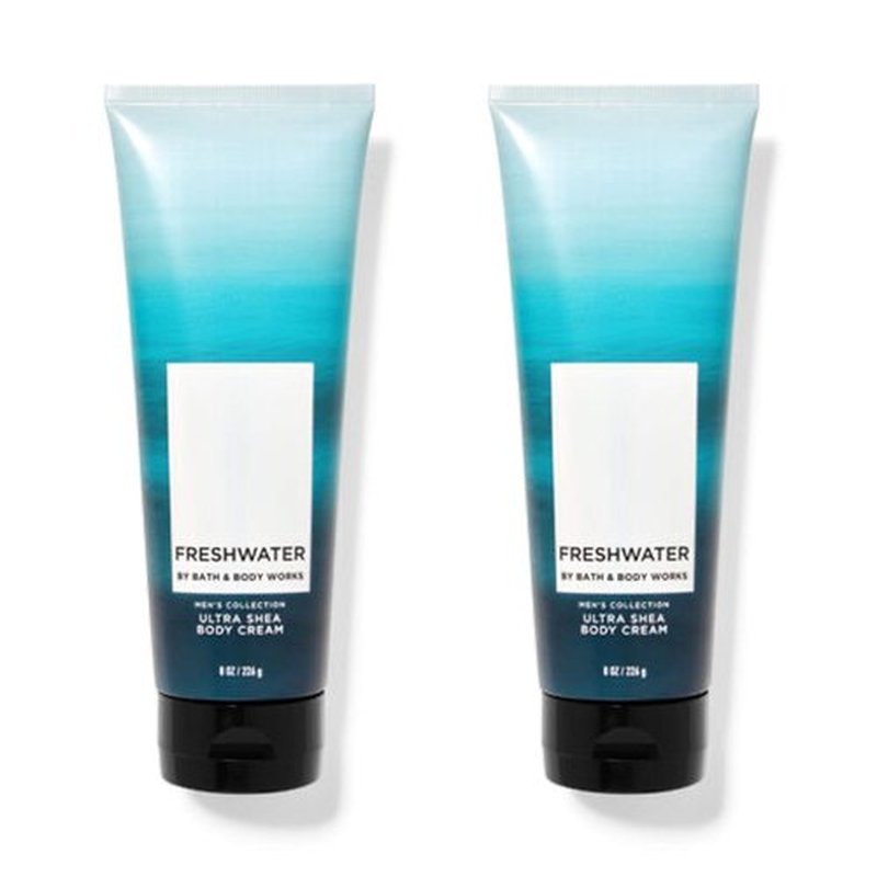 Bath and Body Works Men's Collection Freshwater Ultra Shea Body Cream 8 Oz. 2 Pack.