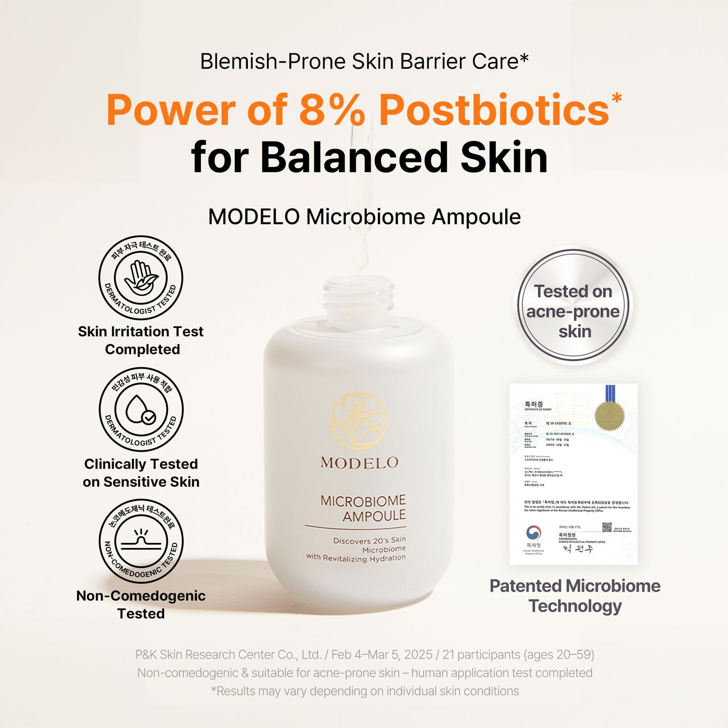 MODELO Microbiome Ampoule, 8% Microbiome Complex, Hydrating & Soothing Face Serum, Korean Skincare, 1.86 fl.oz.