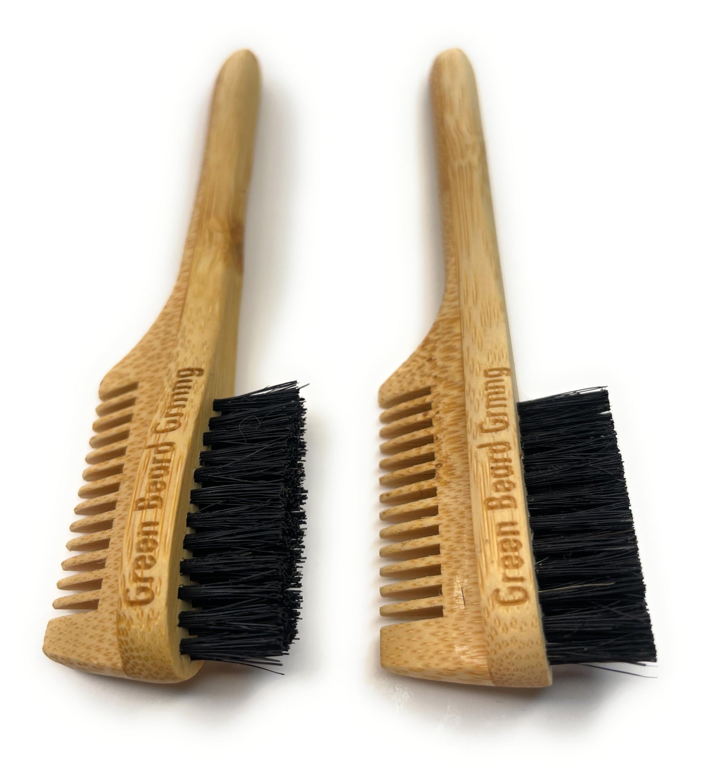 2-in-1 Sapling Split-leaf Mustache Brush & Comb (2-Pack) from Green Beard Grmng - Boar Bristle & Bamboo