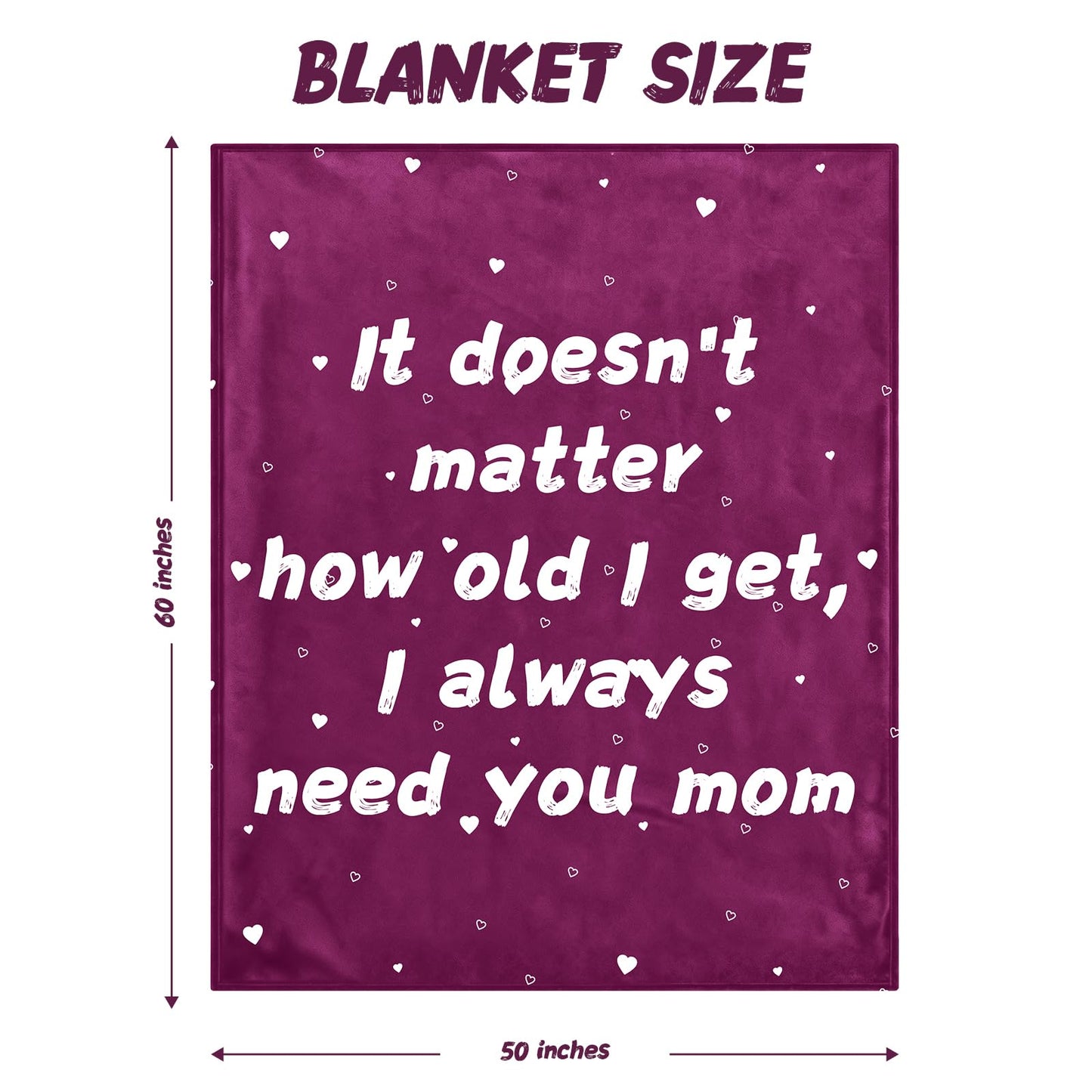 Gifts for Mom - Mom Gifts for Mother's Day Birthday Christmas - Love Mom's Blanket Soft Flannel Throw Blanket 60x50'' (Plum Purple)