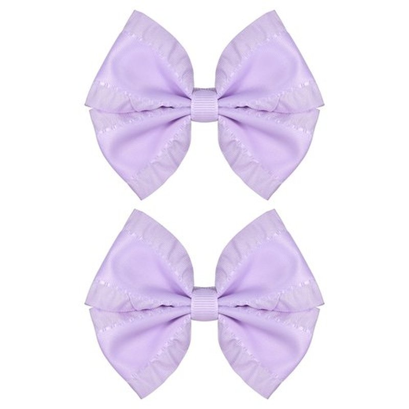 3 Inches Ruffled Grosgrain Ribbon Pinwheel Hair Bows Alligator Clips Hair Barrettes 2pc Cute Handmade Hair Decor Accessories for Baby Girls Kids Toddlers Teens Light Purple