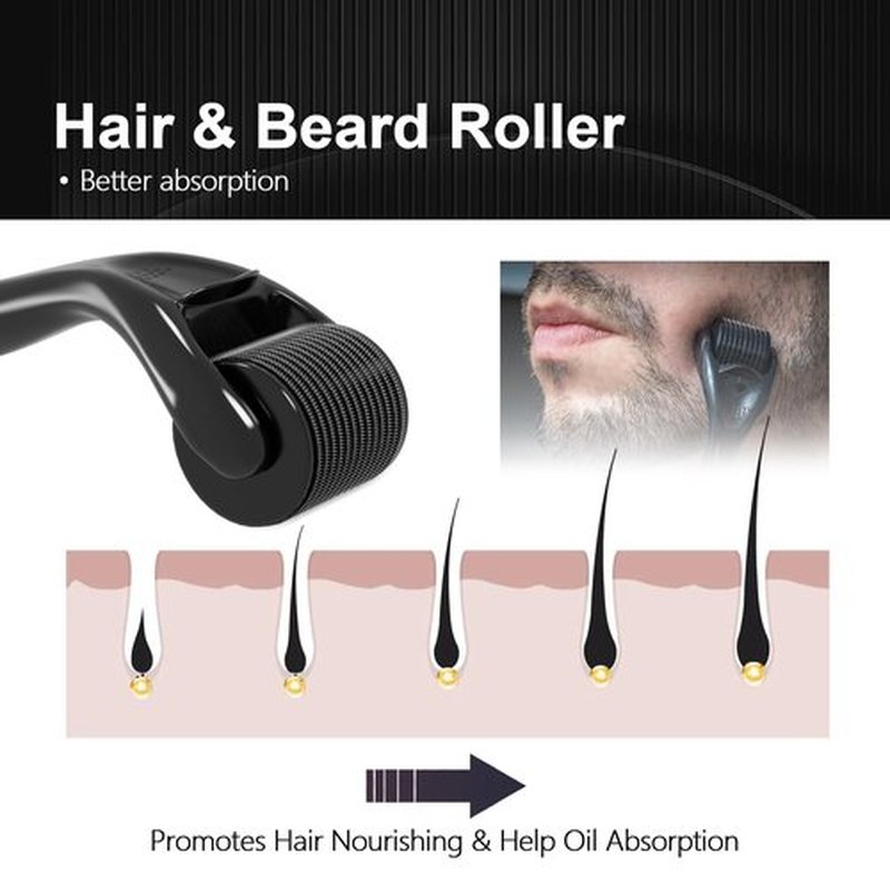 Brascmails Derma Roller 540 Stainless Steel Black Microneedling Roller 0.25mm Facial Skin Care Home Use for Face Beauty Massage Tools
