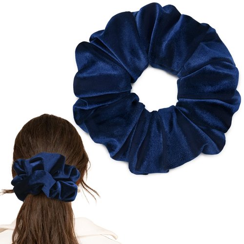 CEELGON Navy Blue Big Velvet Scrunchie 6.5 Inches Jumbo Scrunchies Hair Ties Oversized Ponytail Holder for Thick Curly Hair Extra Large Hair Accessories for Women (Navy Blue)