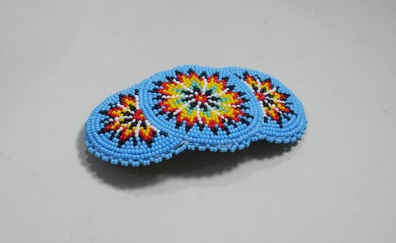 Beaded Hair Clips Native American Style Handmade Collection (Pattern 16H (Skyblue))