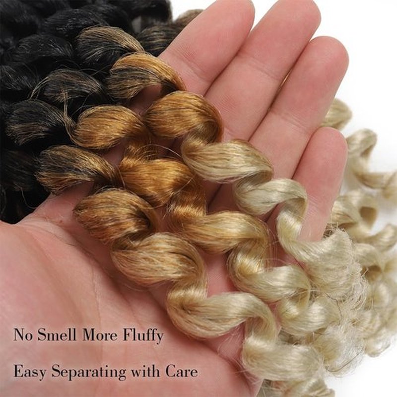 8 Inch Ombre Crochet Ringlet Twist Hair Extension (5PCS, 1B/27/613) - Wand Curl, Jamaican Bounce Colored Braids