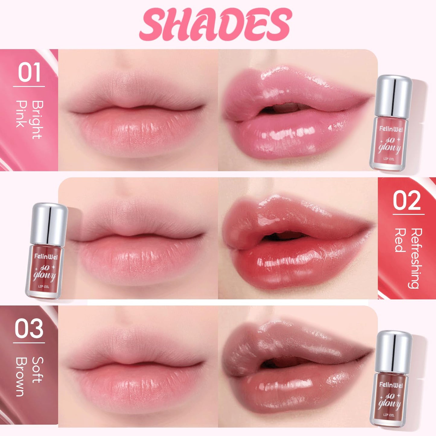 FelinWel Moisturizing Lip Oil with Glossy and Sheer Finish, Blur-Glowy Texture, Nourishing Ingredients, Smooth, Light-weight and Comfortable, 02