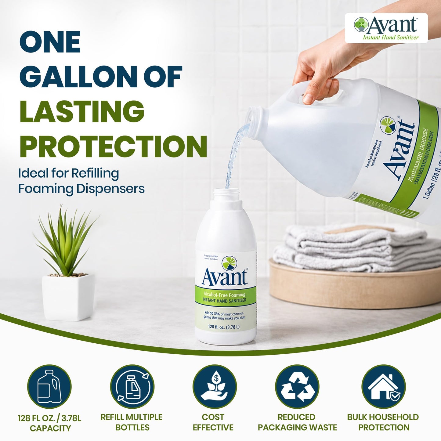 Avant® Alcohol-Free Foaming Hand Sanitizer, 1 Gallon refill