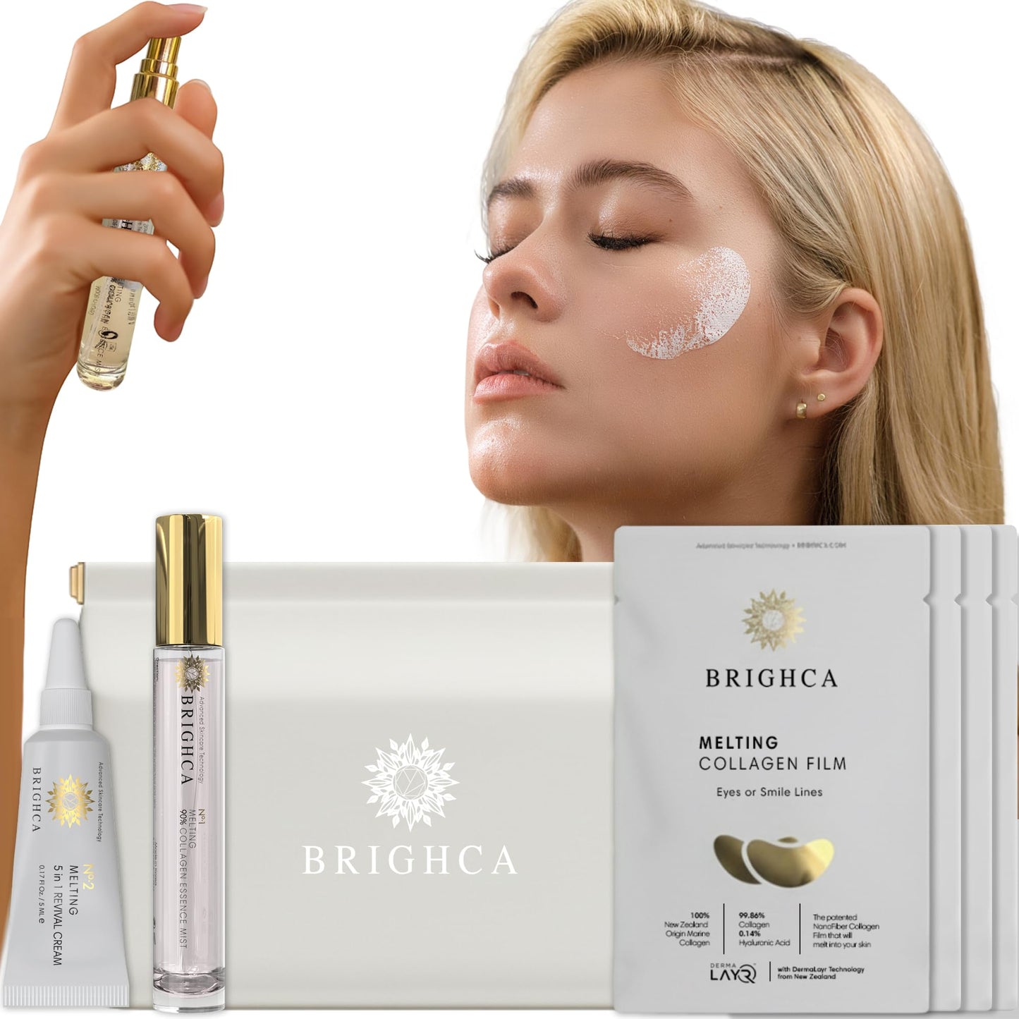BRIGHCA Collagen Melting Mask Trial Set - Anti-Aging Routine with Melting Mask, Mist & Cream | Firming, Wrinkle Repair, Deep Hydration - All Skin Types