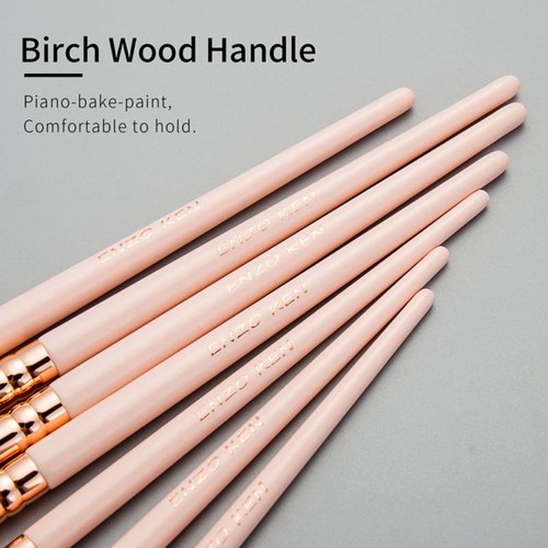 Natural Goat Hair Eye Shadow Brush Set, ENZO KEN Fluffy Blending Eyeshadow Brush Set with Case, Small Nose Contour Brush, Natural Hair Eyeshadow Brushes, Eye Brush, Eyeshadow Blending Brush. Pink,E400