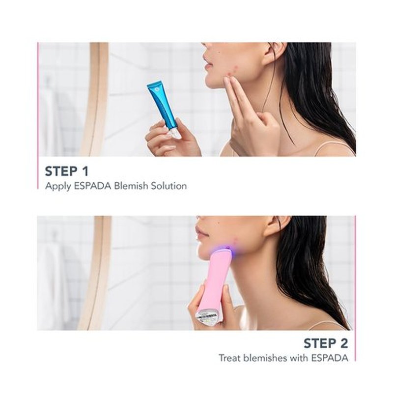 Foreo ESPADA 2 LED Light Device - Blemish Treatment Skincare Device - Medical-grade Silicone - Scar Treatment for Face - Pimple & Blemish Removal - Pearl Pink