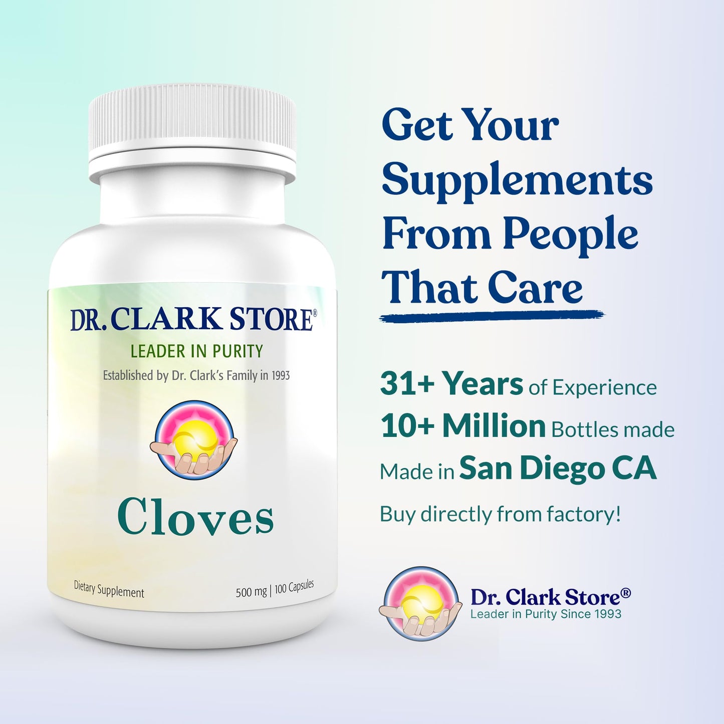 Dr Clark Store Cloves Supplement 500mg for Digestive Comfort and Balanced Internal Cleansing Support, 100 Gelatin Capsules for a 100-day Supply of Pure Botanical Wellness, Non-GMO and Gluten Free