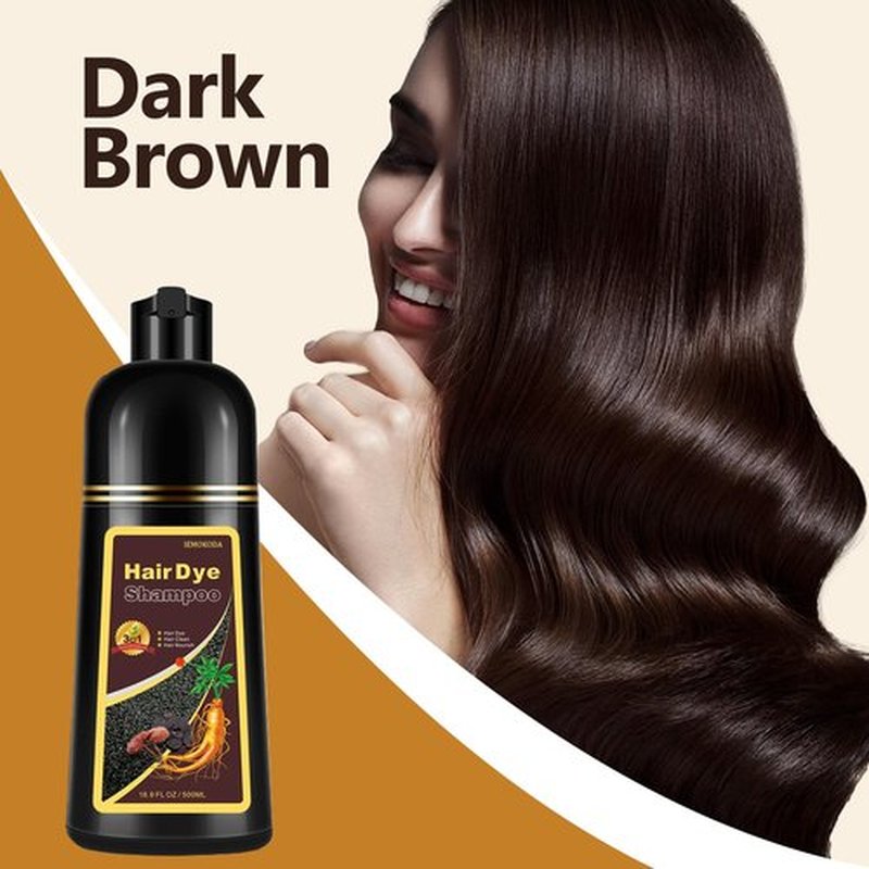 Instant Dark Brown Hair Dye Shampoo for Gray Hair 3 in 1, Natural Hair Color Shampoo for Women Men, Brown Hair Dye Shampoo, 100% Coverage Long Lasting Hair Dye 16.9 Fl Oz (Dark brown)