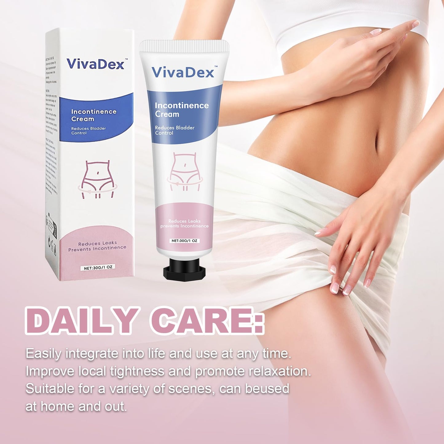 VivaDex Cream Incontinence for Women, Skin Protectant Moisture Barrier, Gentle Soothing Lightweight Non-Greasy Daily Intimate Skin Care (1PCS)