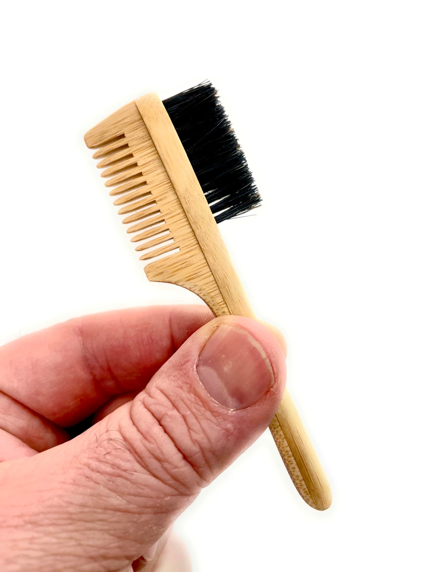 2-in-1 Sapling Split-leaf Mustache Brush & Comb (2-Pack) from Green Beard Grmng - Boar Bristle & Bamboo