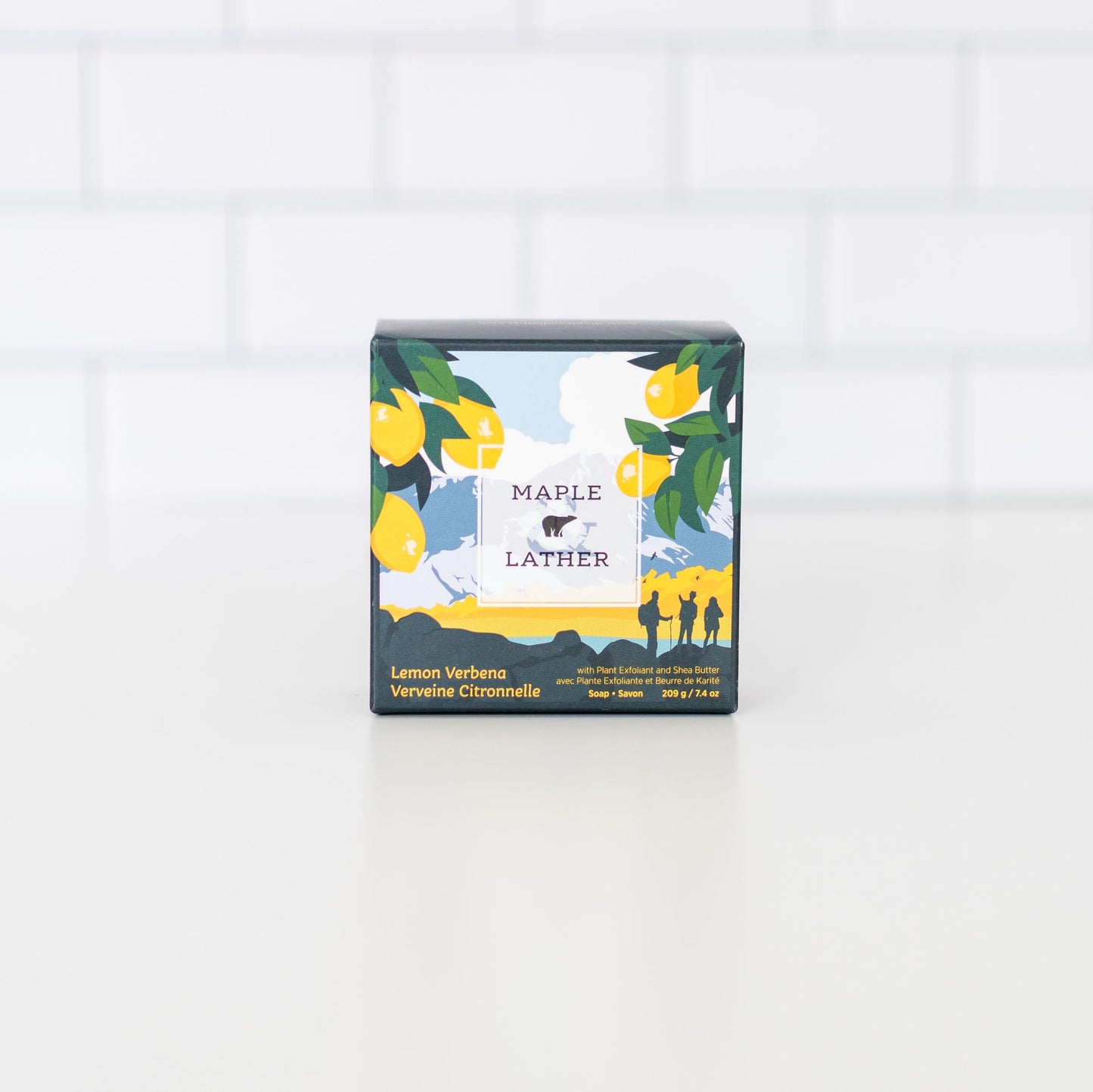Maple & Lather Triple Milled Bar Soap with Shea Butter, Lemon Verbena Scent, Long-Lasting, Exfoliating, Moisturing, Sustainably Sourced, 209g - Made in Provence, France