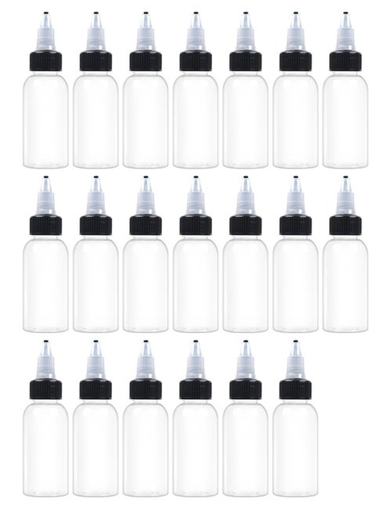 EOSAU 20 Pcs 1oz Plastic Squeeze Bottles with Twist Top Cap, 30ml Clear Dispensing Bottles, Empty Squirt Bottle for Liquids, Sauces, Arts, Crafts, Travel