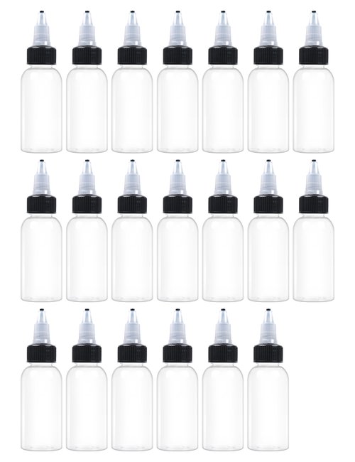 EOSAU 20 Pcs 1oz Plastic Squeeze Bottles with Twist Top Cap, 30ml Clear Dispensing Bottles, Empty Squirt Bottle for Liquids, Sauces, Arts, Crafts, Travel