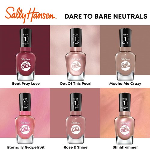 Sally Hansen Miracle Gel™, To the Taupe, Long Lasting, Gel-Like Formula, No UV Lamp Needed, Taupe Nail Polish