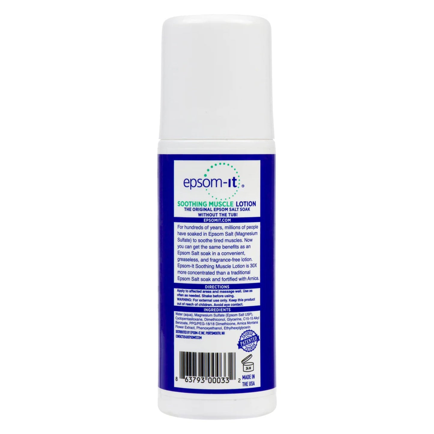 Epsom-It Soothing Muscle Lotion - Roll On Epsom Salt Lotion with Arnica for Muscle Stiffness, Leg, Knees and Feet Discomfort, Topical Magnesium Cream, 3oz