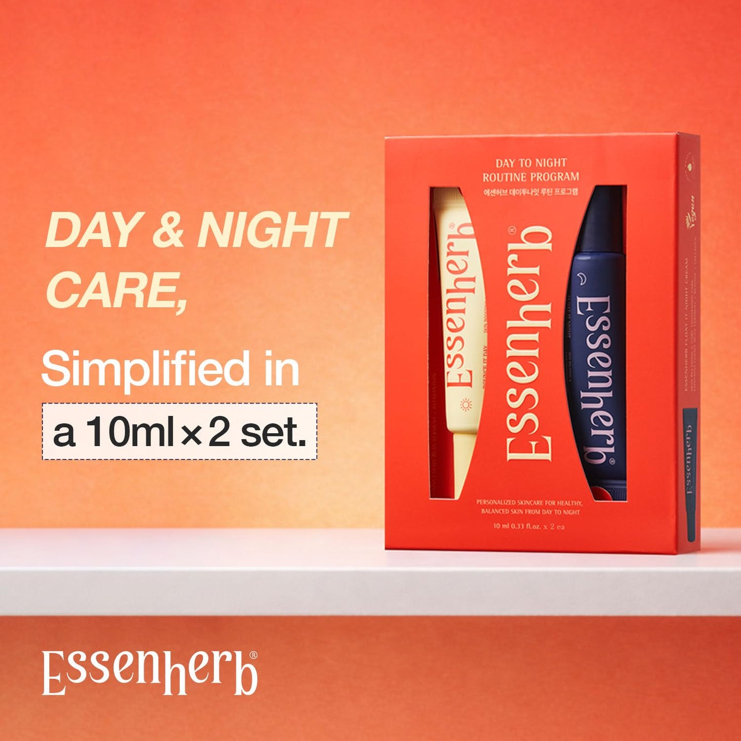 ESSENHERB Day to Night Routine Program Mini – Bounce It Day Cream & Float It Night Cream | Soybean Extract, Retinol & Ceramide for Glass Skin | Trial & Travel Size Korean Skincare Set (0.33 fl oz EA)