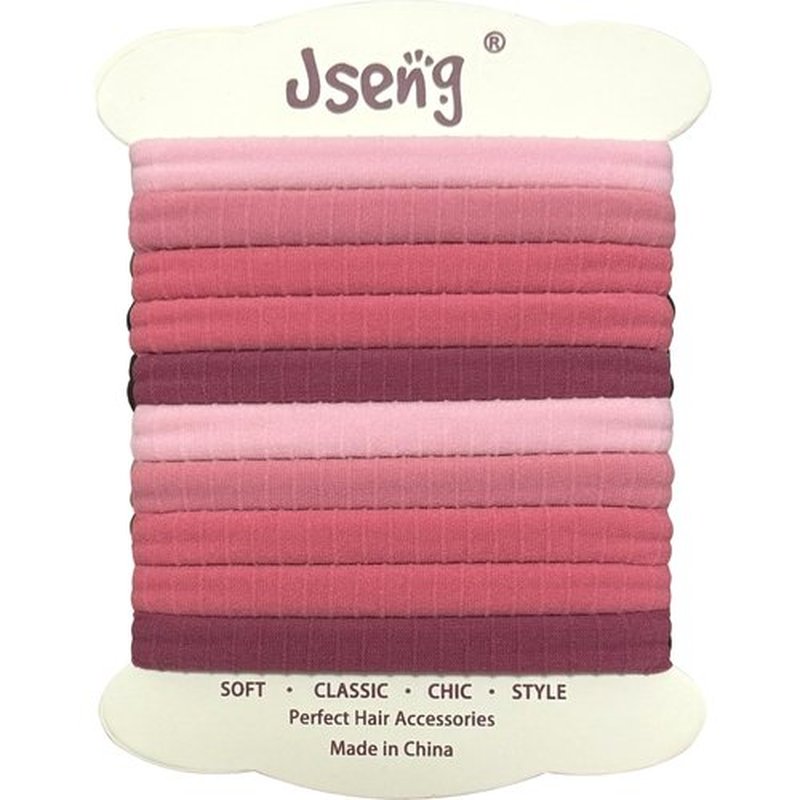 Jseng 10Packs Seamless Hair Ties for Women - No Damage Elastic Ponytail Holders Hair Accessories for Thick Curly Hair - Pastel Pink