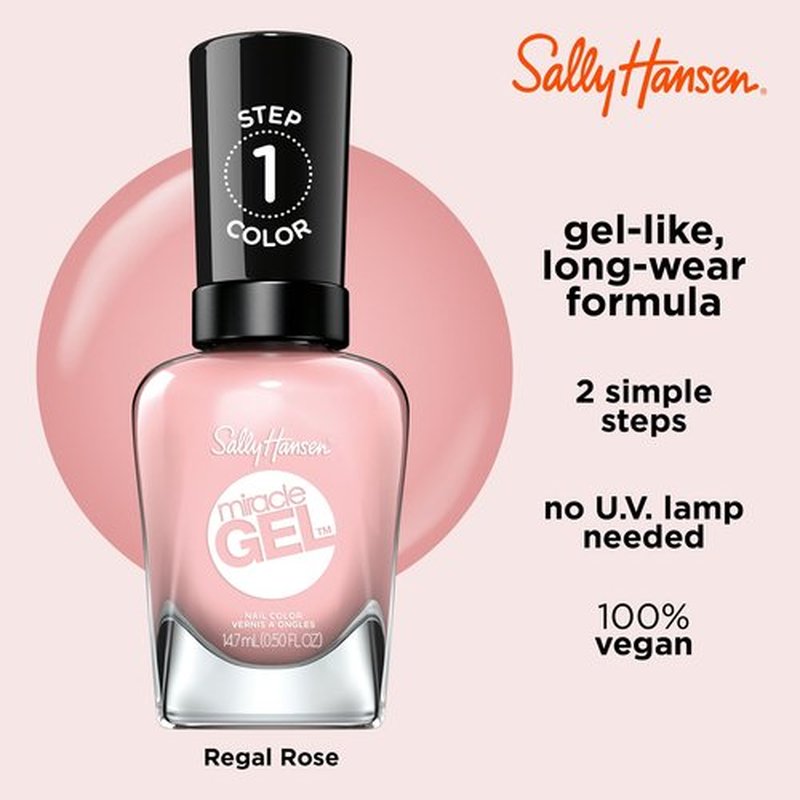 Sally Hansen Miracle Gel™, Regal Rosé, Long Lasting, Gel-Like Formula, No UV Lamp Needed, Pink Nail Polish (Pack of 2)