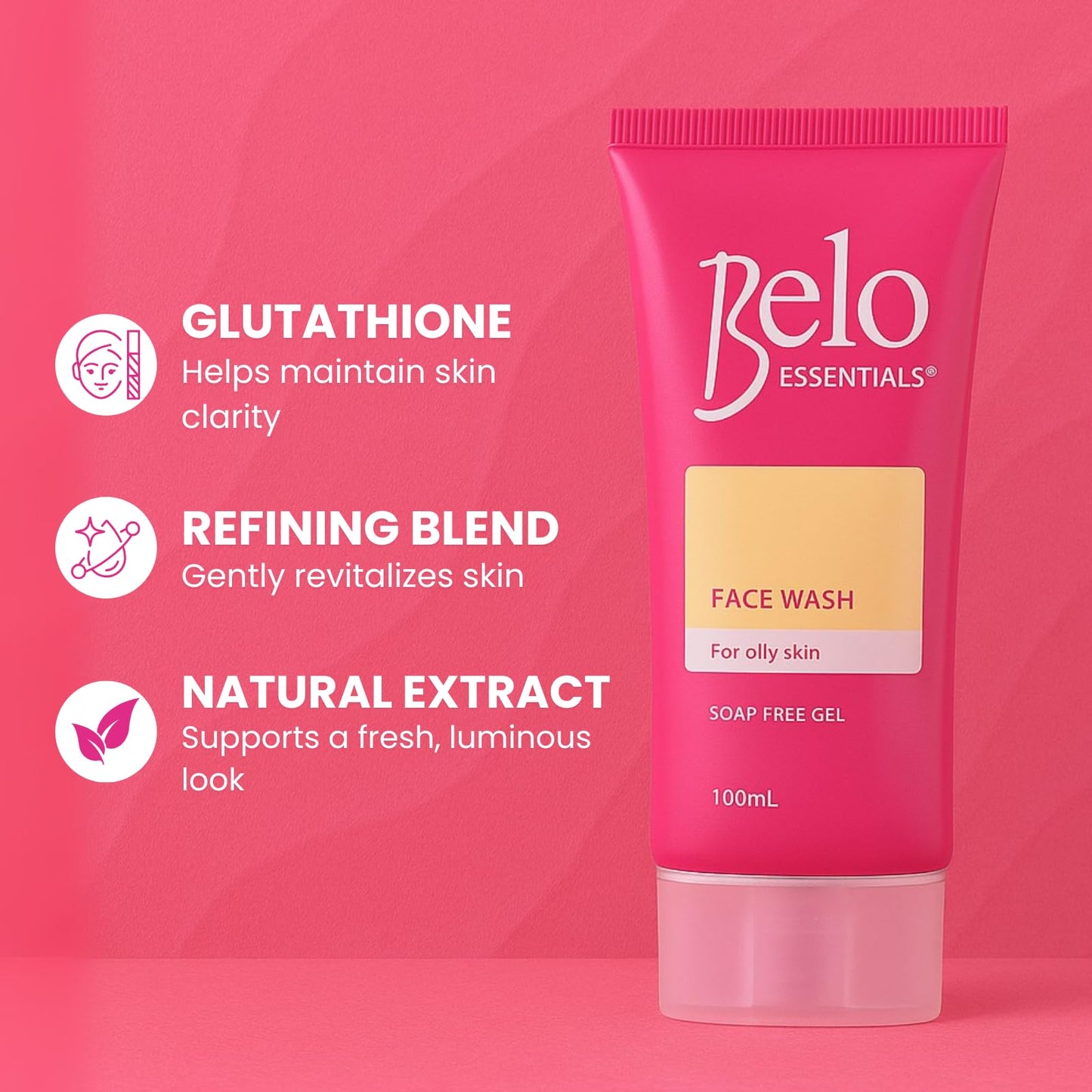 Belo Essentials Pore Refining Oil Control Gentle Foaming Facial Cleanser Gel Formula Daily Skincare Wash - 100 ml
