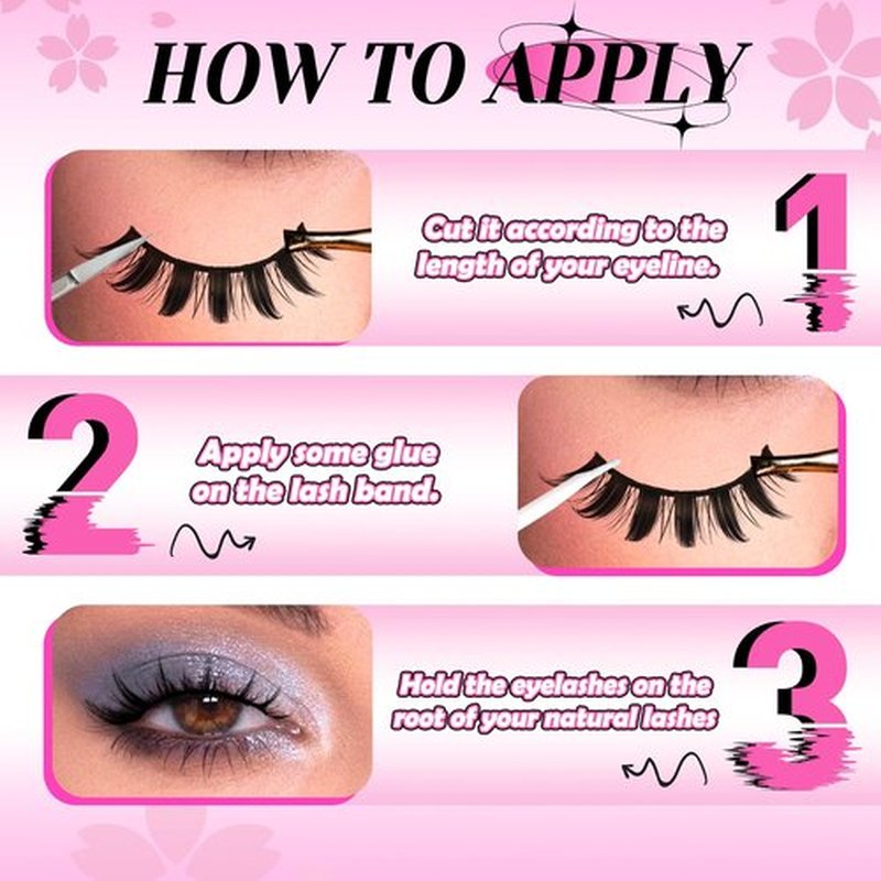 Veleasha Manga 5D Faux Mink Lashes Handmade Luxurious Volume Fluffy Natural False Eyelashes 7 Pairs (Manga)