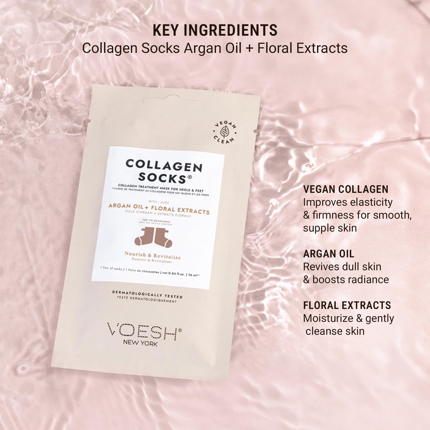 VOESH Collagen Socks, Collagen Socks for Dry Feet, Variety 5 Pack, Cracked Heel Repair, Moisturizing Socks, Spa Pedicure Treatment, Spa Socks, Foot Peel Masks, Vegan